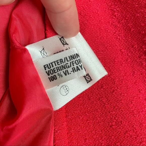 Escada | Bright Orange Blazer Wool Blend Structured Coral 6 - Picture 7 of 9